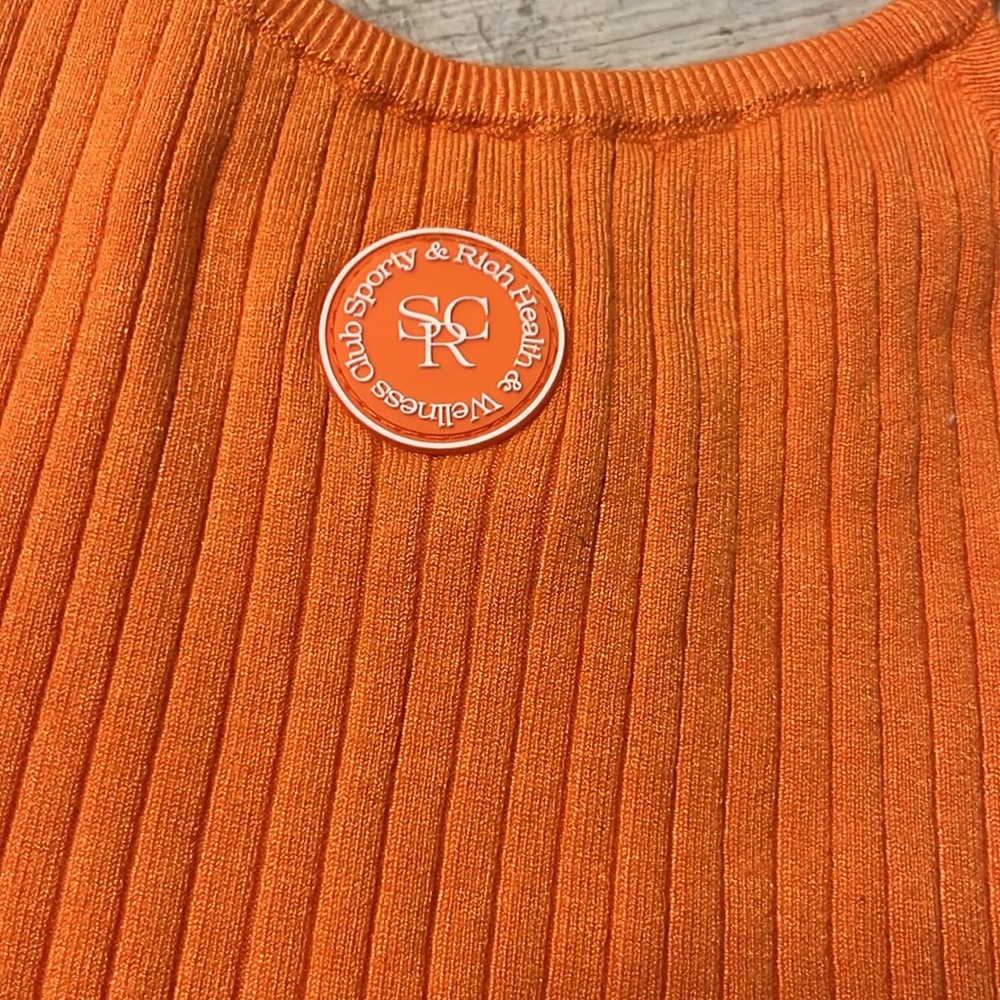 Sporty & Rich Orange Ribbed Tank Top - Picture 2 of 3